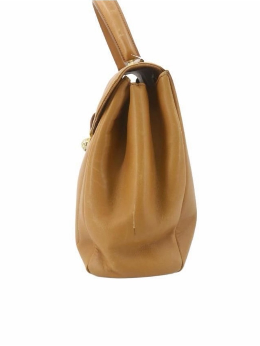 Vintage Ferragamo Camel Leather Pushlock Handbag - Picture 3 of 14